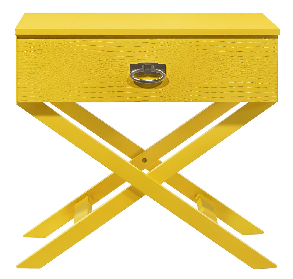 English Elm Stylish Yellow Accent Nightstand with Textured Drawer, Compact 25"H x27"W x16"D, Bright Finish, Quick Assembly B078107821