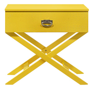 English Elm Stylish Yellow Accent Nightstand with Textured Drawer, Compact 25"H x27"W x16"D, Bright Finish, Quick Assembly B078107821
