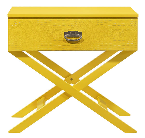English Elm Stylish Yellow Accent Nightstand with Textured Drawer, Compact 25"H x27"W x16"D, Bright Finish, Quick Assembly B078107821