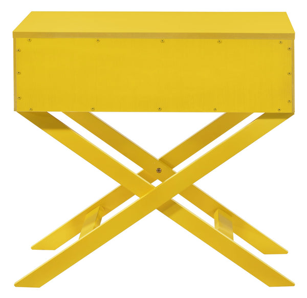 English Elm Stylish Yellow Accent Nightstand with Textured Drawer, Compact 25"H x27"W x16"D, Bright Finish, Quick Assembly B078107821