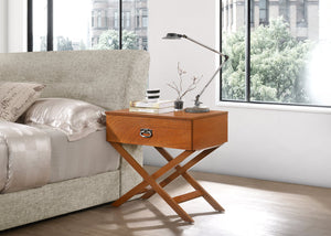 English Elm Elegant Croc-Textured Nightstand with Drawer for Space-Saving Storage, Modern Particleboard Design, 25"H x 27"W x 16"D Oak 20 L x 16 W x 36 H B078107825