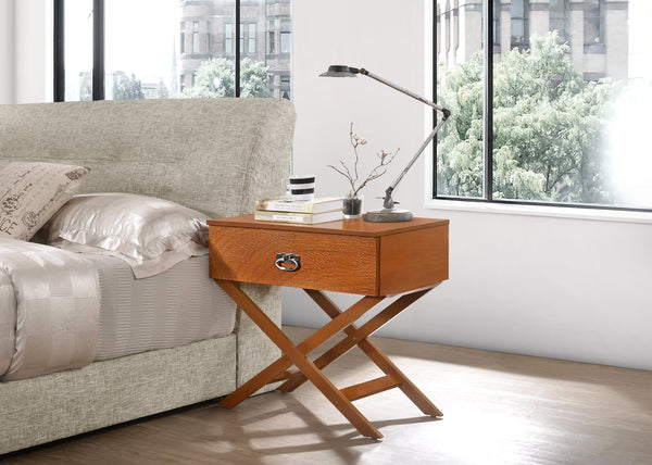 English Elm Elegant Croc-Textured Nightstand with Drawer for Space-Saving Storage, Modern Particleboard Design, 25"H x 27"W x 16"D Oak 20 L x 16 W x 36 H B078107825