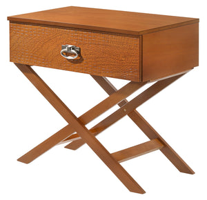 English Elm Elegant Croc-Textured Nightstand with Drawer for Space-Saving Storage, Modern Particleboard Design, 25"H x 27"W x 16"D Oak 20 L x 16 W x 36 H B078107825
