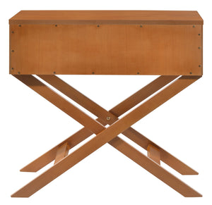 English Elm Elegant Croc-Textured Nightstand with Drawer for Space-Saving Storage, Modern Particleboard Design, 25"H x 27"W x 16"D Oak 20 L x 16 W x 36 H B078107825