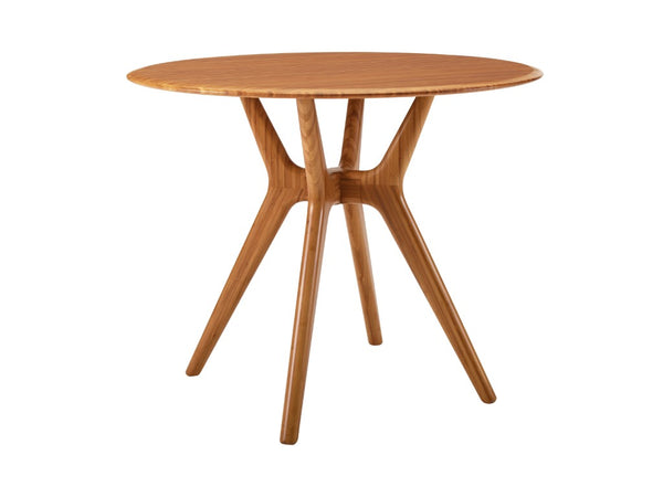 Greenington Sitka Solid Moso Bamboo Round Dining Table Mid-century Danish Style Seats Four Amber G0097AM