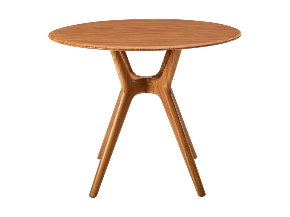 Greenington Sitka Solid Moso Bamboo Round Dining Table Mid-century Danish Style Seats Four Amber G0097AM