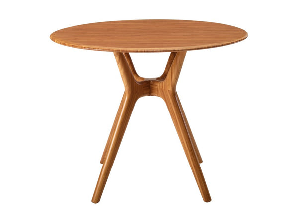 Greenington Sitka Solid Moso Bamboo Round Dining Table Mid-century Danish Style Seats Four Amber G0097AM