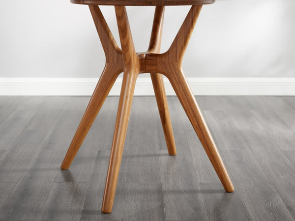 Greenington Sitka Solid Moso Bamboo Round Dining Table Mid-century Danish Style Seats Four Amber G0097AM