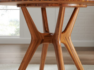 Greenington Sitka Solid Moso Bamboo Round Dining Table Mid-century Danish Style Seats Four Amber G0097AM