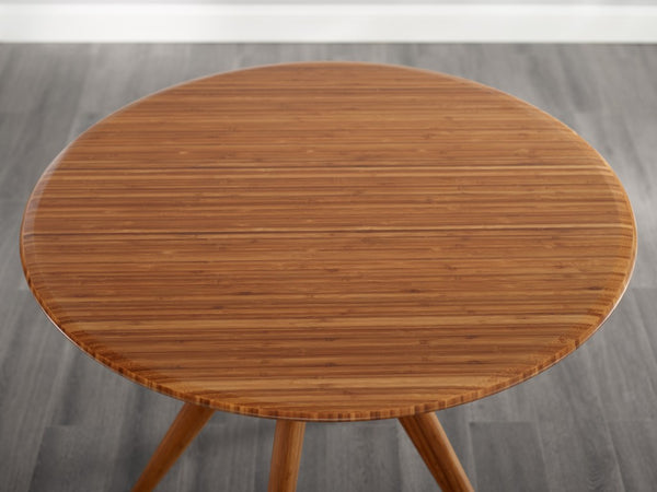 Greenington Sitka Solid Moso Bamboo Round Dining Table Mid-century Danish Style Seats Four Amber G0097AM
