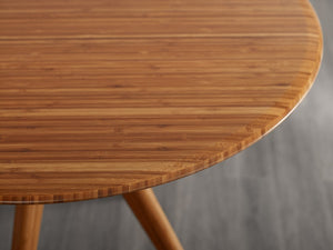 Greenington Sitka Solid Moso Bamboo Round Dining Table Mid-century Danish Style Seats Four Amber G0097AM