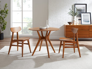 Greenington Sitka Solid Moso Bamboo Round Dining Table Mid-century Danish Style Seats Four Amber G0097AM
