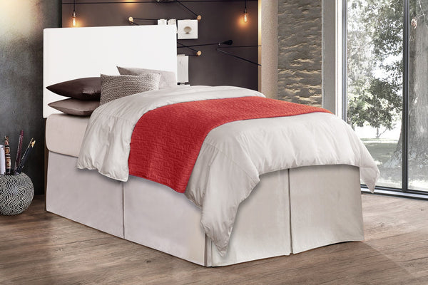 English Elm Nova Faux Leather Panel Headboard Sleek Upholstered Twin Bed Frame for Modern Bedroom White B078112022