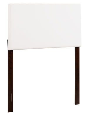 English Elm Nova Faux Leather Panel Headboard Sleek Upholstered Twin Bed Frame for Modern Bedroom White B078112022