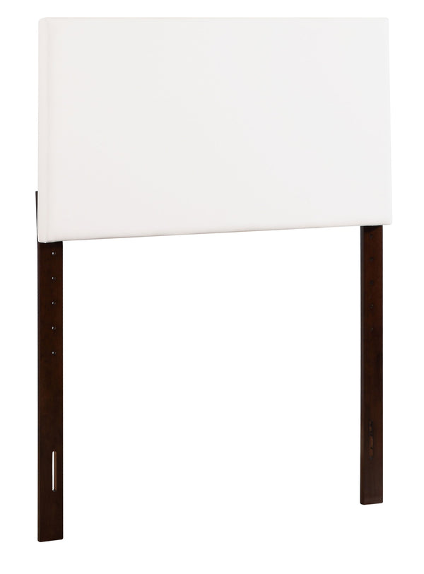English Elm Nova Faux Leather Panel Headboard Sleek Upholstered Twin Bed Frame for Modern Bedroom White B078112022