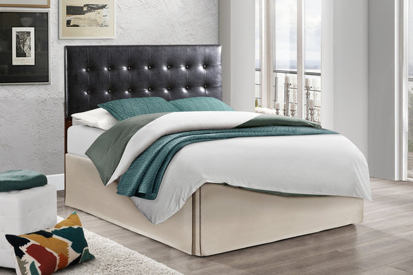 English Elm Super Nova Faux Leather Button Tufted Queen Headboard Elegant Tall Panel Bedroom B078112033