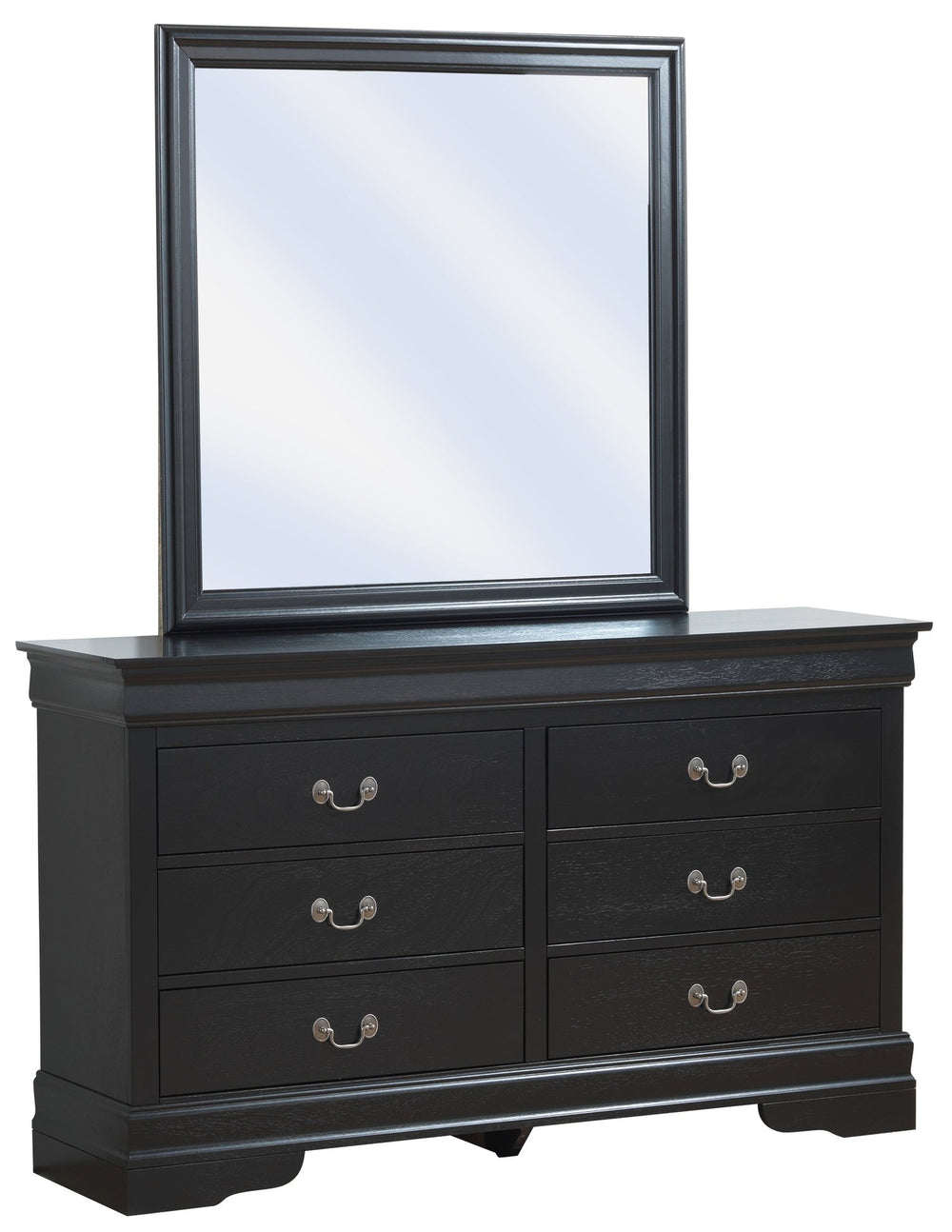 English Elm Elegant Traditional Black Dresser — 6-Drawer Spacious Storage, Durable MDF/Pine Build, Sleek No-Assembly Finish B078107848
