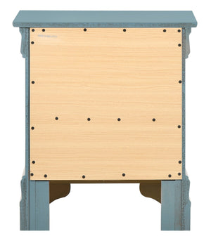 English Elm Compact Teal Nightstand with Two Drawers, 24"H x 21"W x 16"D, No Assembly, Bright Teal Accent Piece B078107857