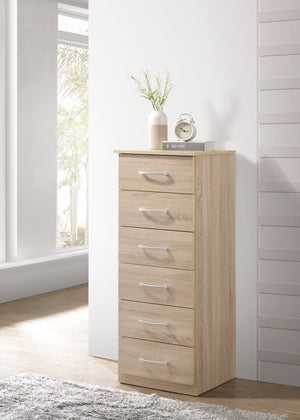 English Elm Boston Lingerie Chest with Rich Sandle Wood Finish, 46"H Vertical Storage, Smooth Roller Drawers Natural 48 L x 19 W x 7 H B078107861