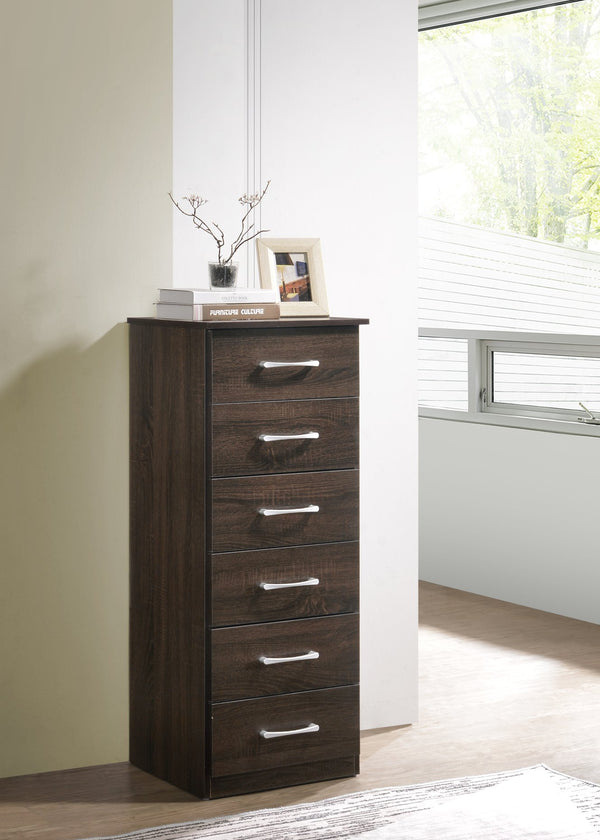 English Elm Boston Lingerie Chest with Rich Sandle Wood Finish, 46"H Vertical Storage, Smooth Roller Drawers Brown 48 L x 19 W x 7 H B078107862