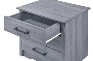 English Elm Contemporary Gray Nightstand with 2 Drawers, 23"H x 22"W x 18"D, Sleek Durable Particleboard Accent Table, Easy Assembly B078107863