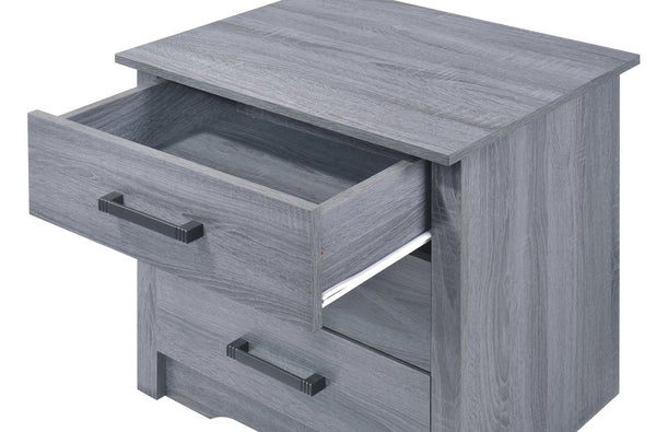 English Elm Contemporary Gray Nightstand with 2 Drawers, 23"H x 22"W x 18"D, Sleek Durable Particleboard Accent Table, Easy Assembly B078107863