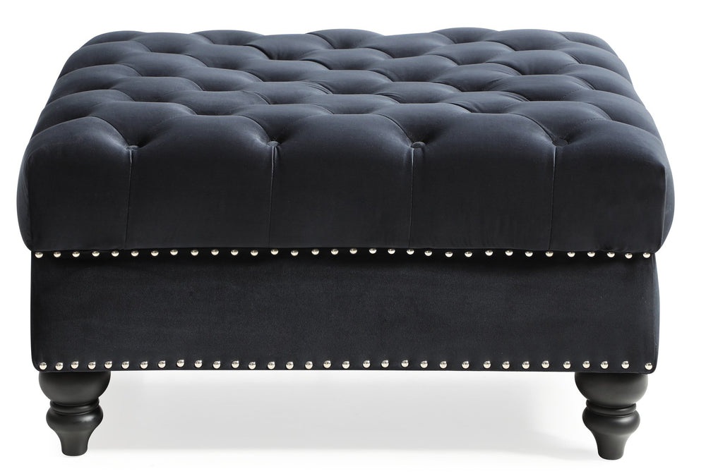 English Elm Elegant Velvet Seating Ottoman with Spacious Cozy Seat, Timeless Design, Easy-Care Luxury for Homes Black 14 L x 36 W x 36 H B078107874