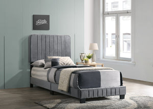 English Elm Sleek Channel Tufted Velvet Full Bed with Sturdy Wood Slats and Legs for Durable Comfort and Style Gray 28.5 L x 44.5 W x 5 H B078107889