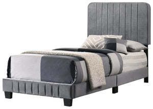 English Elm Sleek Channel Tufted Velvet Full Bed with Sturdy Wood Slats and Legs for Durable Comfort and Style Gray 28.5 L x 44.5 W x 5 H B078107889