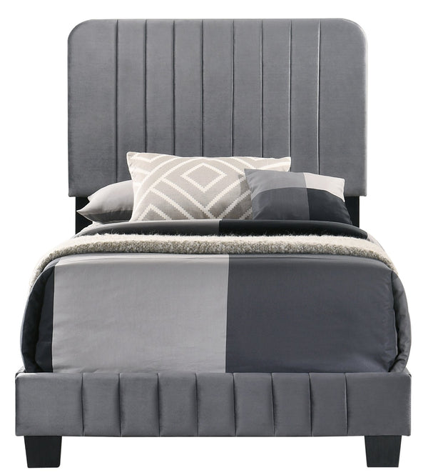 English Elm Sleek Channel Tufted Velvet Full Bed with Sturdy Wood Slats and Legs for Durable Comfort and Style Gray 28.5 L x 44.5 W x 5 H B078107889