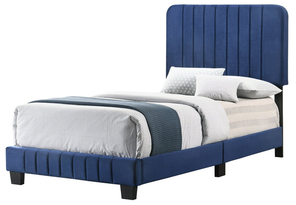 English Elm Contemporary Velvet Full Bed with Durable Frame, Lively Finish and Modern Lines for Stylish Bedrooms Navy Blue 28.5 L x 44.5 W x 5 H B078107893
