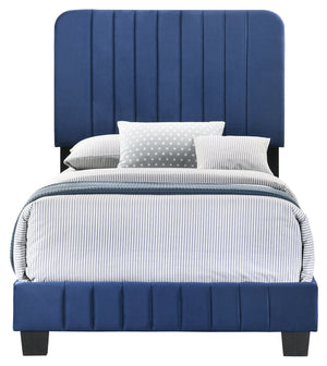 English Elm Contemporary Velvet Full Bed with Durable Frame, Lively Finish and Modern Lines for Stylish Bedrooms Navy Blue 28.5 L x 44.5 W x 5 H B078107893