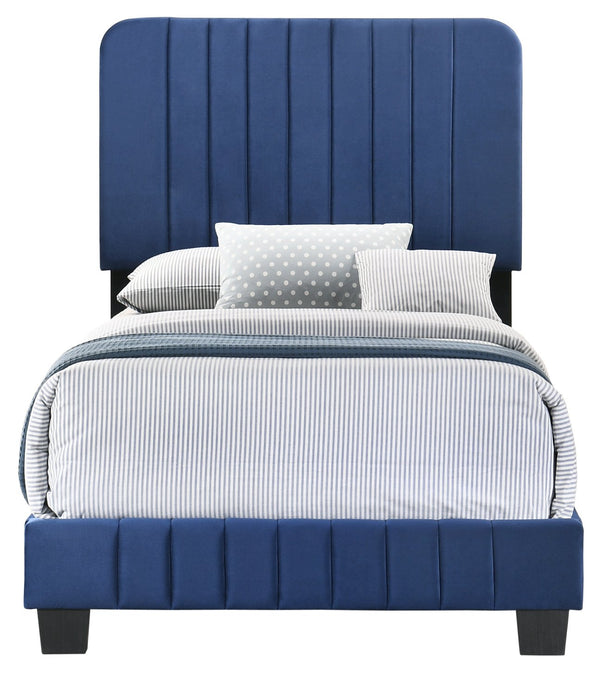 English Elm Contemporary Velvet Full Bed with Durable Frame, Lively Finish and Modern Lines for Stylish Bedrooms Navy Blue 28.5 L x 44.5 W x 5 H B078107893