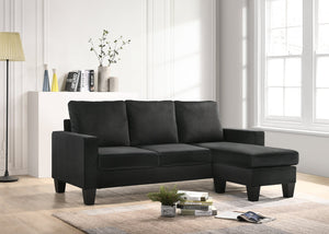 English Elm Jessica reversible sectional sofa chaise in velvet — chic, durable hardwood frame, plush seating glam centerpiece Black 22 L x 68 W x 10 H B078S00015