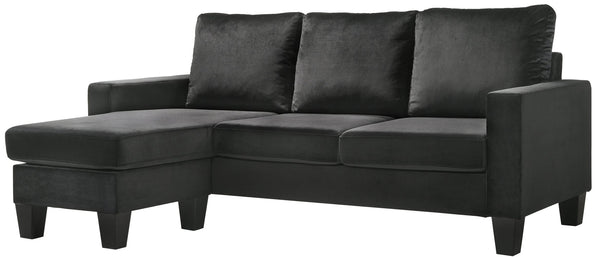 English Elm Jessica reversible sectional sofa chaise in velvet — chic, durable hardwood frame, plush seating glam centerpiece Black 22 L x 68 W x 10 H B078S00015
