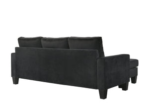 English Elm Jessica reversible sectional sofa chaise in velvet — chic, durable hardwood frame, plush seating glam centerpiece Black 22 L x 68 W x 10 H B078S00015