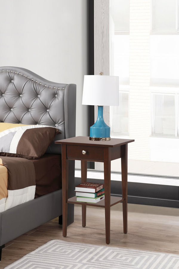 English Elm Sleek Cappuccino Nightstand with Beige Particle Board, 28"H x 18"W x 14"D, Sturdy Storage & Chic Finish B078112080