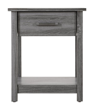 English Elm Chic Modern Nightstand with Space-Saving Design, Easy Assembly, Durable Particle Board, Sleek Contemporary Look Gray 5.51 L x 20.67 W x 25.39 H B078112084