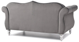 English Elm Cozy Velvet Transitional Loveseat in Dark Gray with Flared Arms, 34"H x 68"W Spacious Seat, Durable Support, Easy Assembly B078S00124