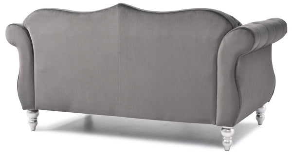 English Elm Cozy Velvet Transitional Loveseat in Dark Gray with Flared Arms, 34"H x 68"W Spacious Seat, Durable Support, Easy Assembly B078S00124