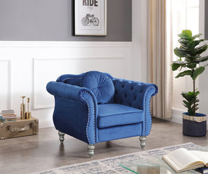 English Elm Elegant Velvet Transitional Accent Chair with Flared Arms, 34"H x 39"W x 35"D, Plush 22" Seat Depth Navy Blue 26 L x 33 W x 40 H B078112094