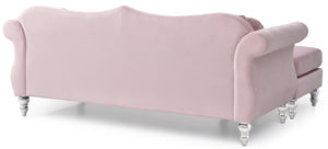 English Elm Glory Velvet Tufted Sofa Chaise with Nailhead Trim, Pocketed Coil Cushions & Hardwood Frame Pink 13 L x 27 W x 71 H B078S00137