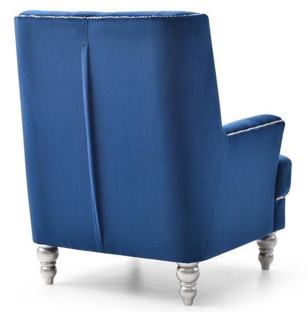 English Elm Elegant Velvet Traditional Chair with Plush Round Arms, 37"H Comfort Seat, No Assembly Required Navy Blue 32.7 L x 30.3 W x 31.5 H B078107950