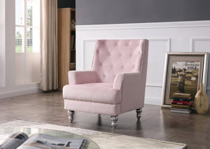 English Elm Charming Pink Velvet Round-Arm Traditional Chair — 37"H, 30"W, 33"D, No Assembly, Cozy 19" Seat B078107954