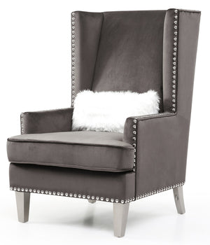 English Elm Elegant Velvet Traditional Chair with Plush Round Arms, 37"H Comfort Seat, No Assembly Required Dark Gray 42 L x 32 W x 36 H B078107955