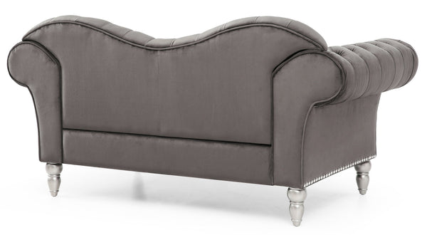 English Elm Cozy Velvet Dark Gray Loveseat with Rounded Arms, 37"H x 75"W x 25" Deep Seat — Classic Comfort B078S00018