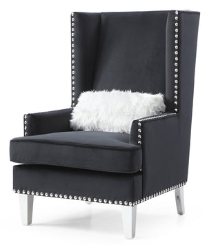 English Elm Elegant Velvet Traditional Chair with Plush Round Arms, 37"H Comfort Seat, No Assembly Required Black 42 L x 32 W x 36 H B078107956