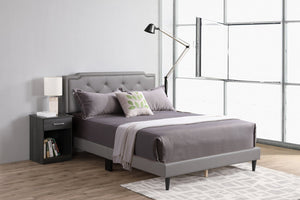 English Elm Chic Light Grey Tufted Queen Bed with Adjustable Headboard, Durable Slats & Compact One-Box Setup B078112118
