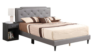 English Elm Chic Light Grey Tufted Queen Bed with Adjustable Headboard, Durable Slats & Compact One-Box Setup B078112118