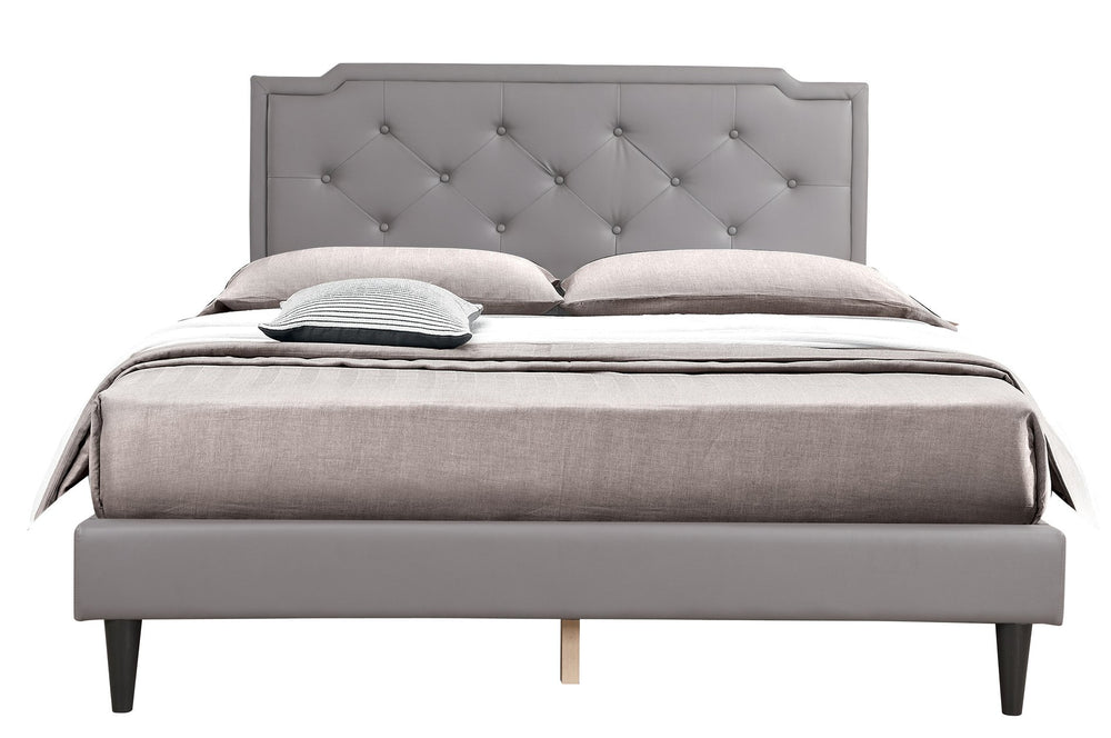 English Elm Chic Light Grey Tufted Queen Bed with Adjustable Headboard, Durable Slats & Compact One-Box Setup B078112118